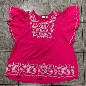 Westbound Hot Pink Embroidered Top size PXL